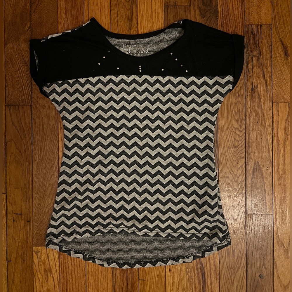 y2k striped rhinestone shirt